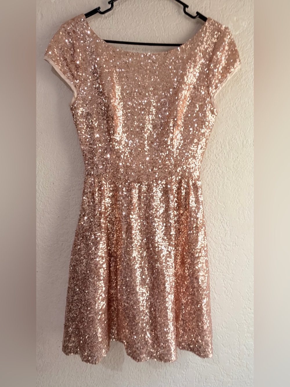 Windsor Sequin Fit & Flare Cocktail Dress in Rose Gold - Picture 13 of 14
